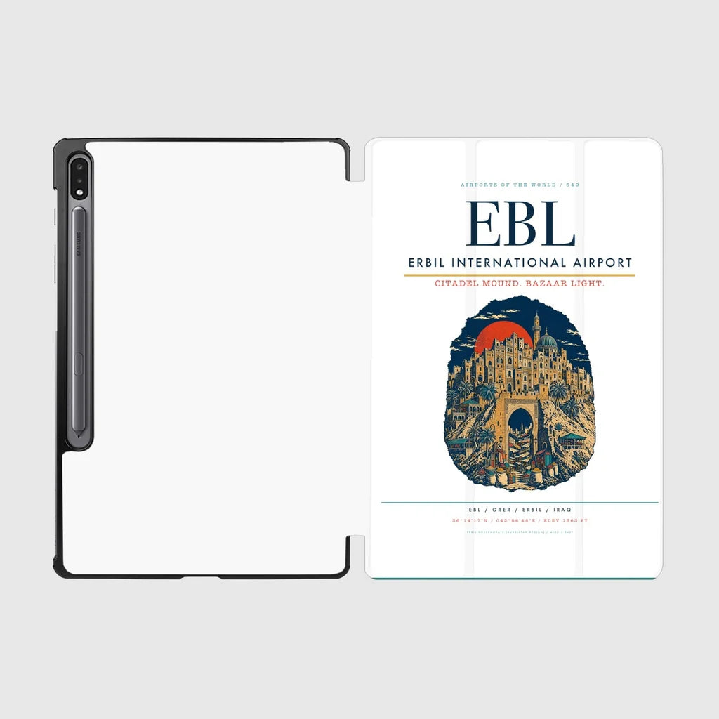 Erbil International Airport (EBL) design on white samsung tablet tablet case