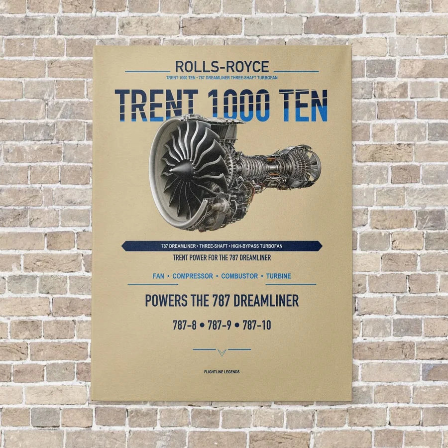 TRENT 1000 TEN vertical canvas print - no frame - beige background