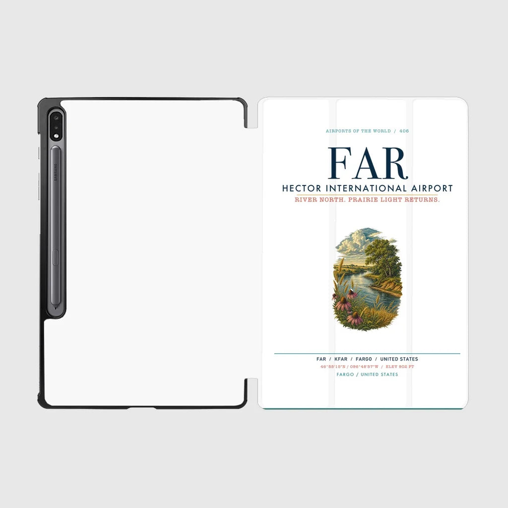 Hector International Airport (FAR) design on white samsung tablet tablet case