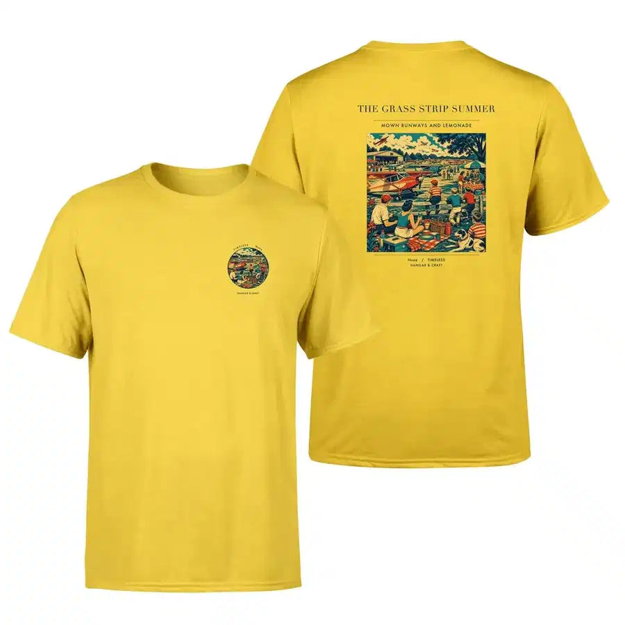 VINTAGE G4142 - The Grass Strip Summer - Double-Side T-Shirt design on yellow double side t shirt