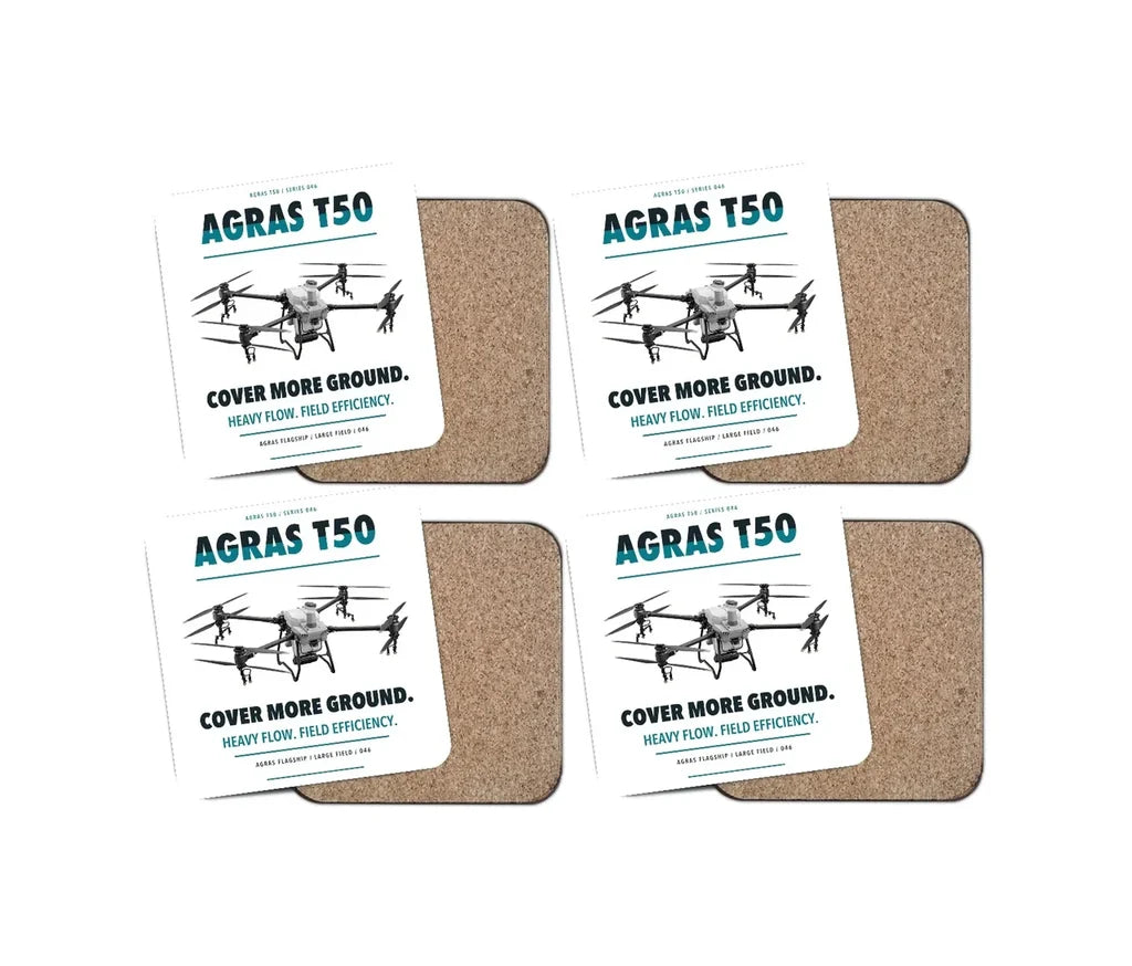 DJI Agras T50 design on white 4 pieces set coaster