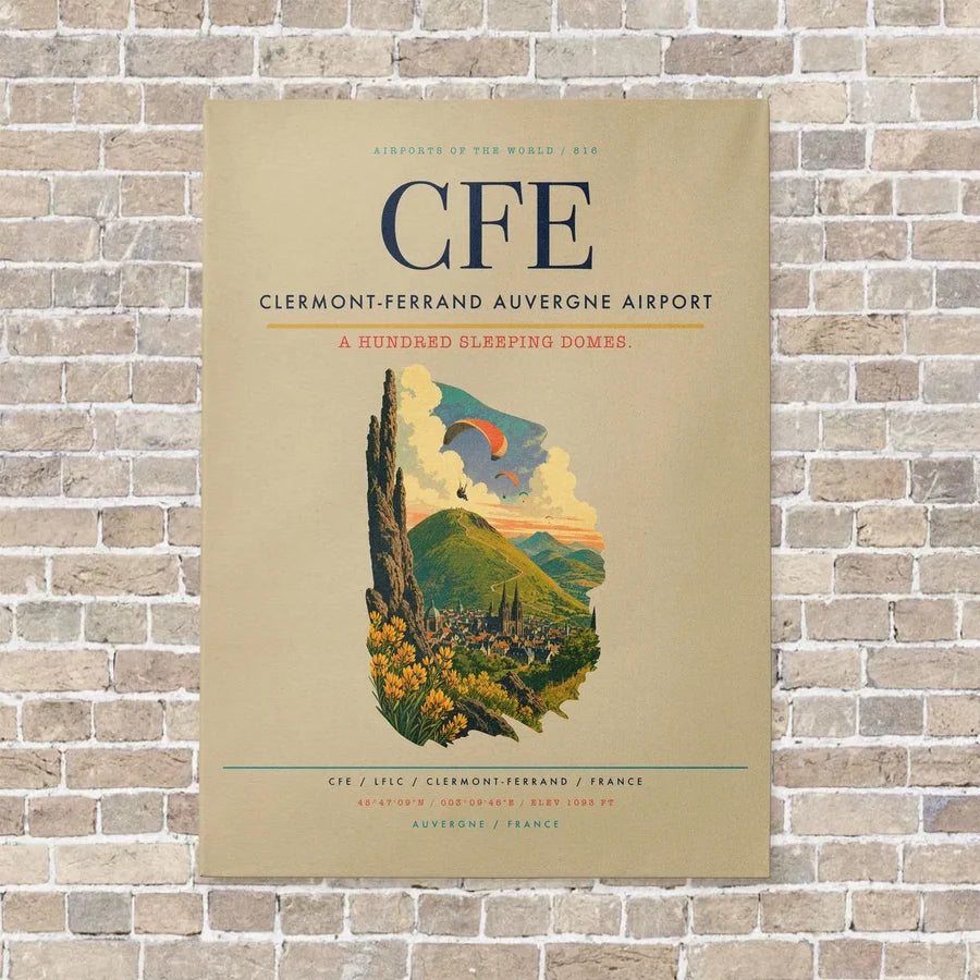 Clermont-Ferrand Auvergne Airport CFE - Canvas No Frame - Beige