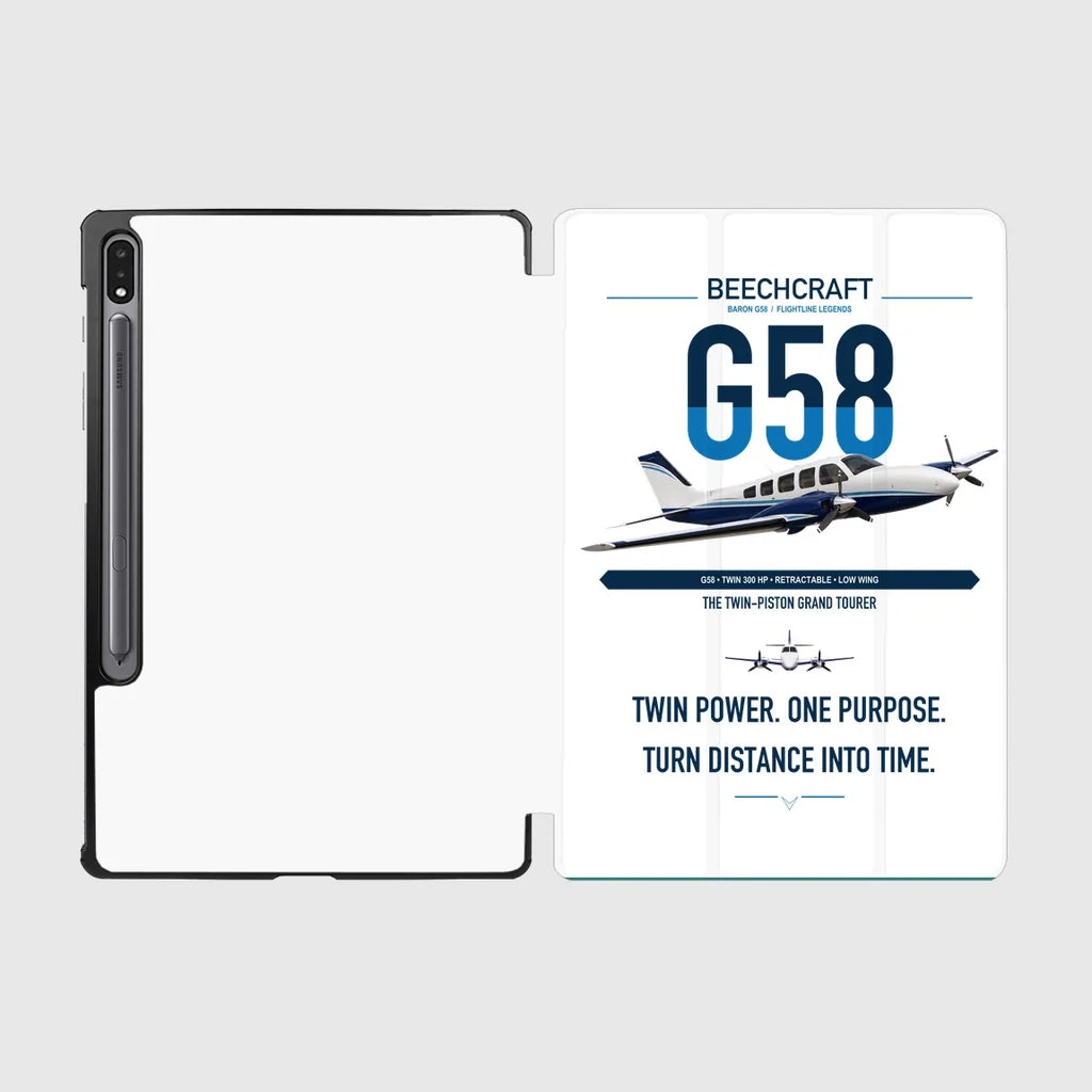 Beechcraft Baron G58 design on white samsung tablet tablet case
