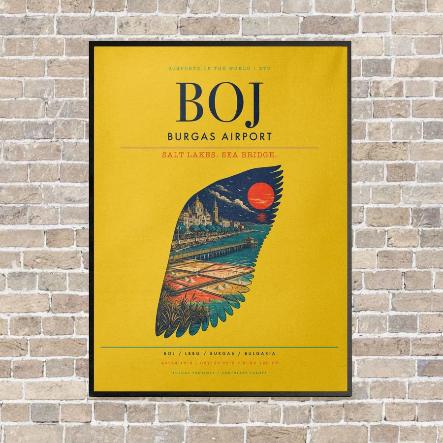 Burgas Airport BOJ - Canvas Framed - Yellow