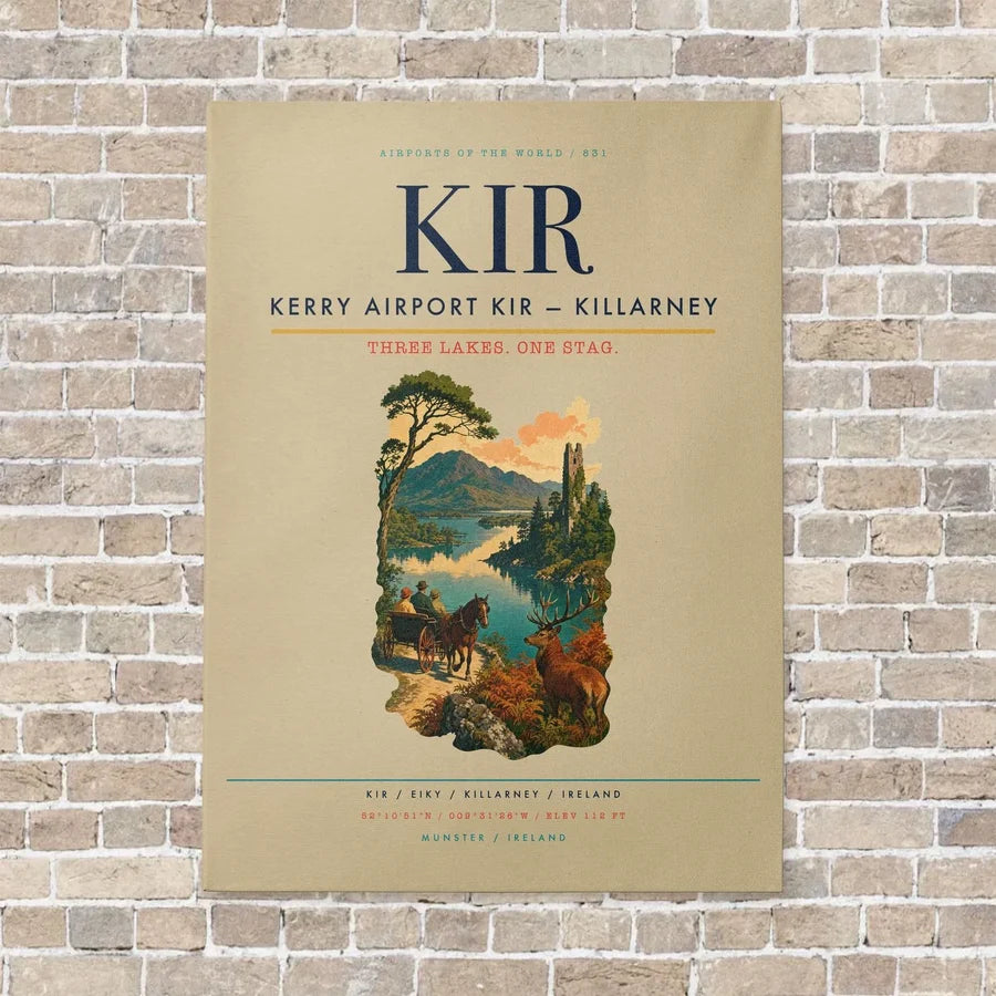 Kerry Airport KIR — Killarney vertical canvas print - no frame - beige background
