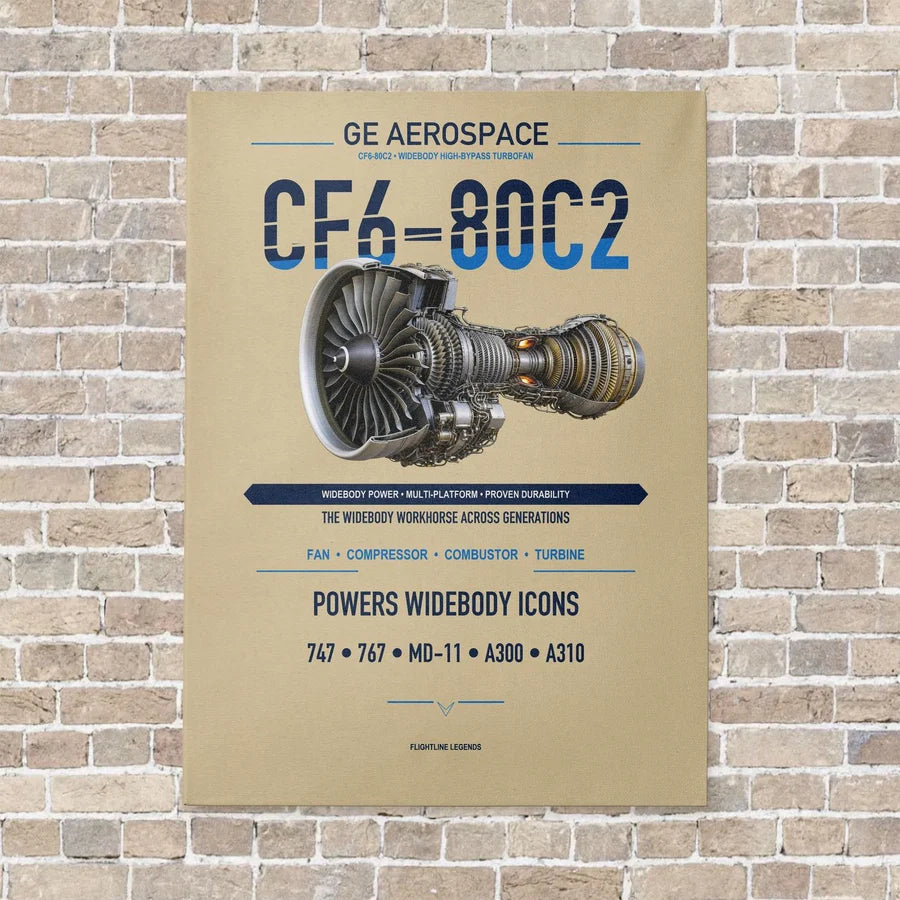 CF6-80C2 vertical canvas print - no frame - beige background