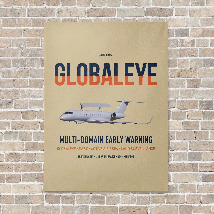 Saab GlobalEye vertical canvas print - no frame - beige background