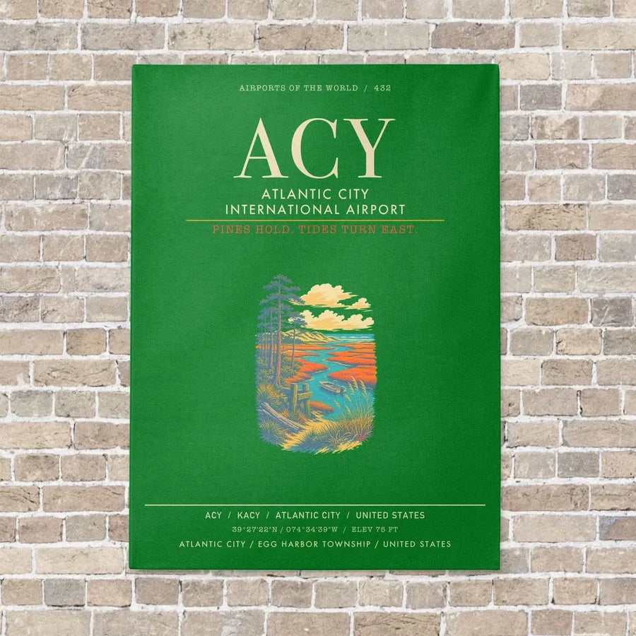 Atlantic City International Airport ACY - Canvas Framed - Green