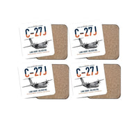 Thumbnail for C-27J Spartan design on white 4 pieces set coaster