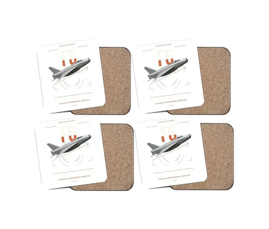 English Electric Lightning F6 design on white 4 pieces set coaster