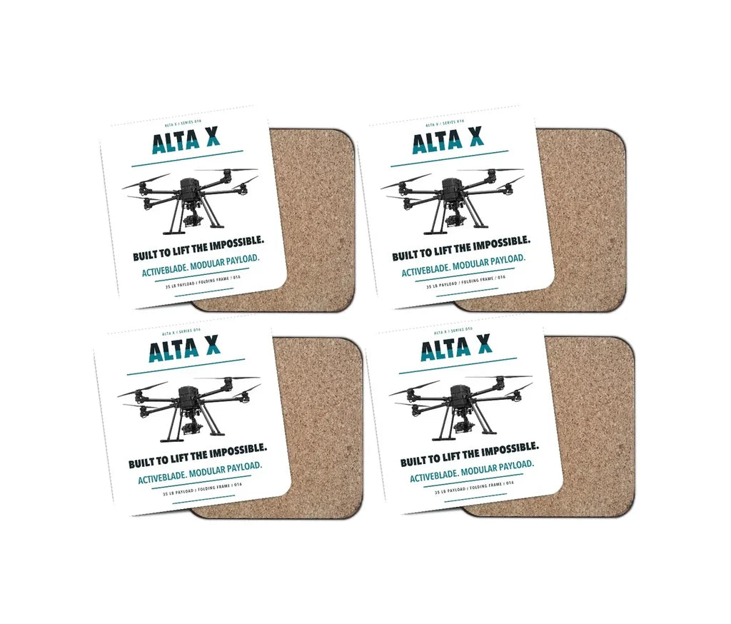Freefly Alta X design on white 4 pieces set coaster
