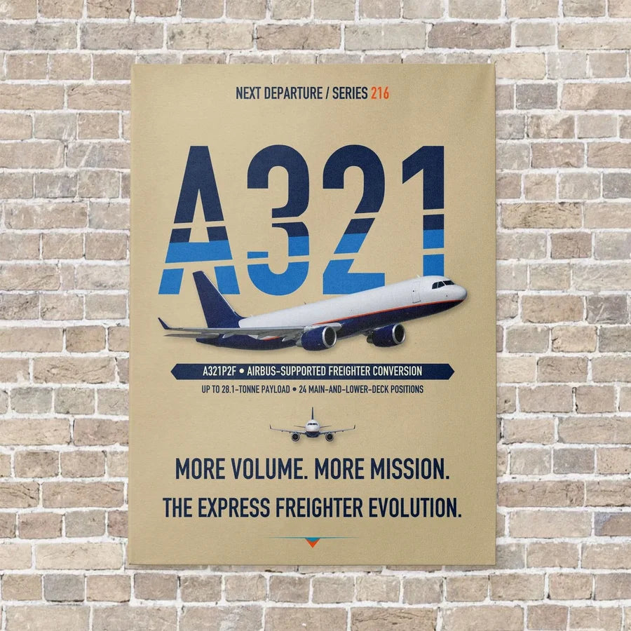 Airbus A321P2F vertical canvas print - no frame - beige background