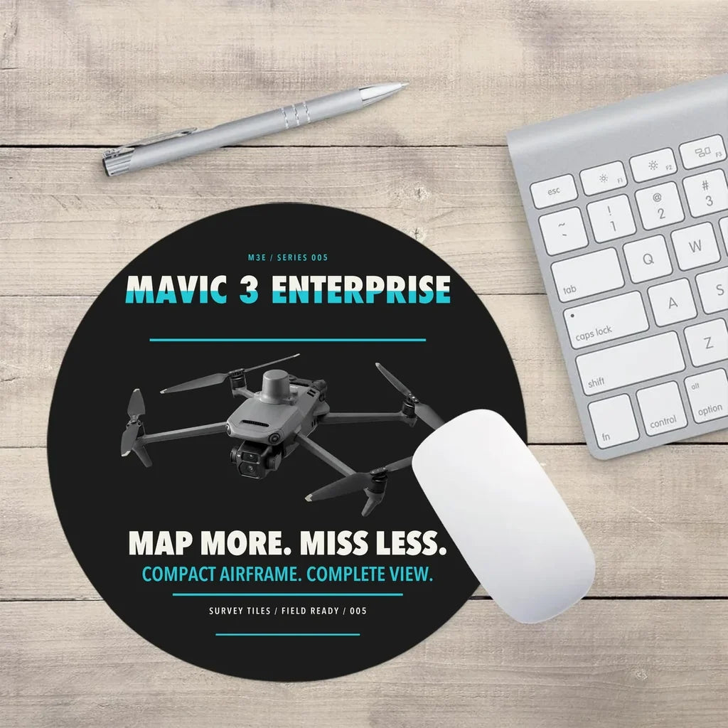 DJI Mavic 3 Enterprise design on black round mouse pad