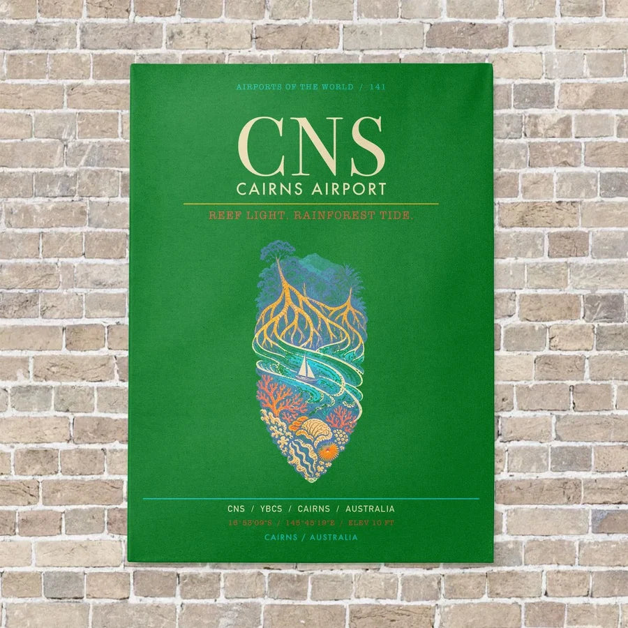 Cairns Airport CNS - Canvas Framed - Green