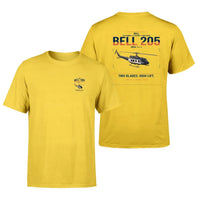 Thumbnail for Bell 205A-1++ design on yellow t-shirt, double-side print
