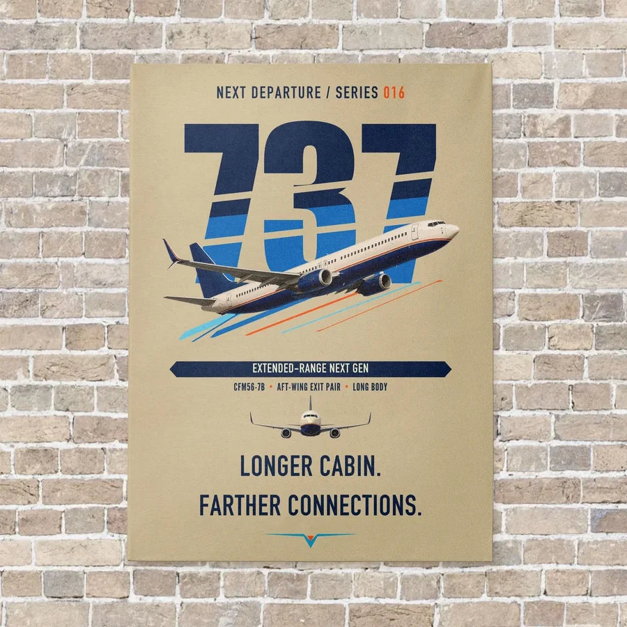 Boeing 737-900ER vertical canvas print - no frame - beige background