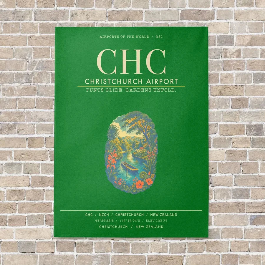 Christchurch Airport CHC - Canvas Framed - Green