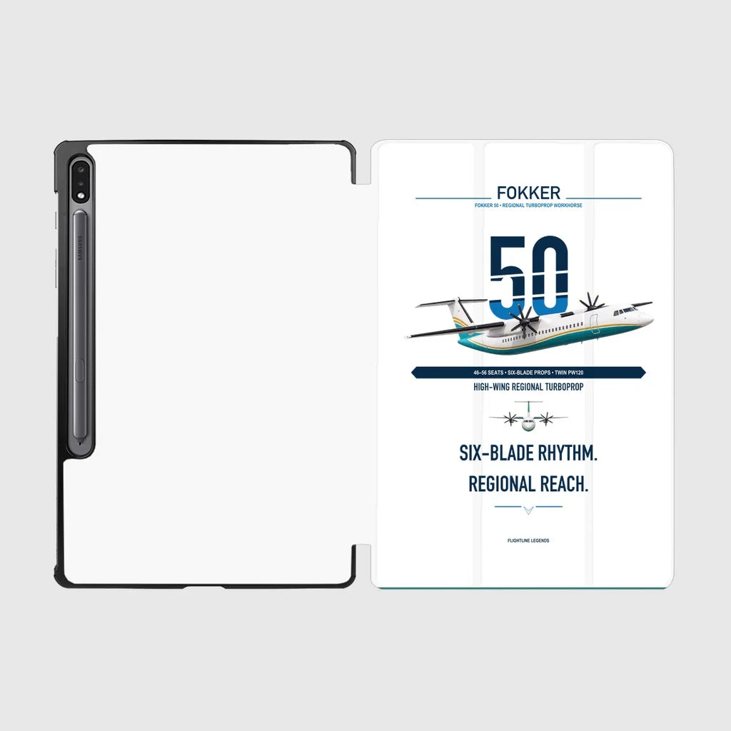Fokker 50 design on white samsung tablet tablet case