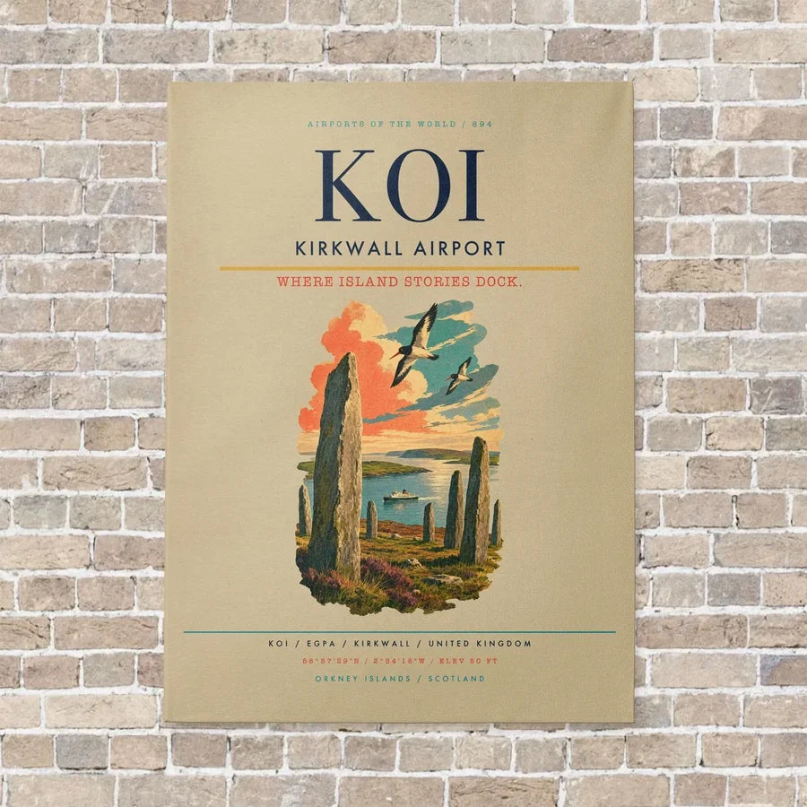 Kirkwall Airport KOI vertical canvas print - no frame - beige background