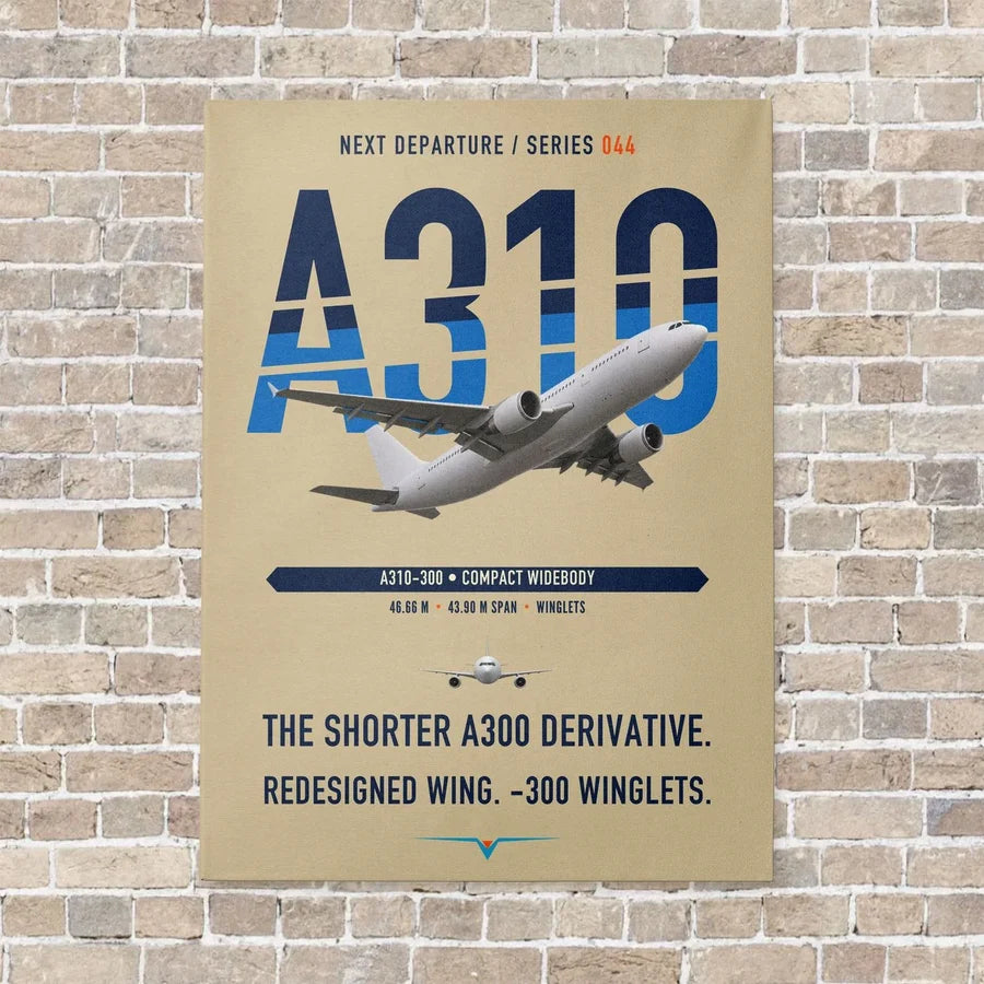 Airbus A310-300 vertical canvas print - no frame - beige background