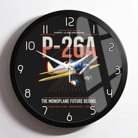 Thumbnail for Boeing P-26A Peashooter design on black framed wall clock