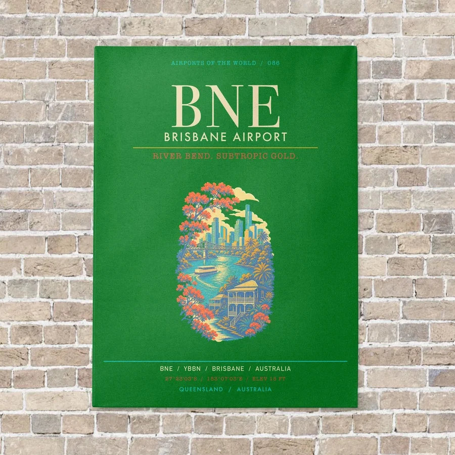 Brisbane Airport BNE - Canvas Framed - Green