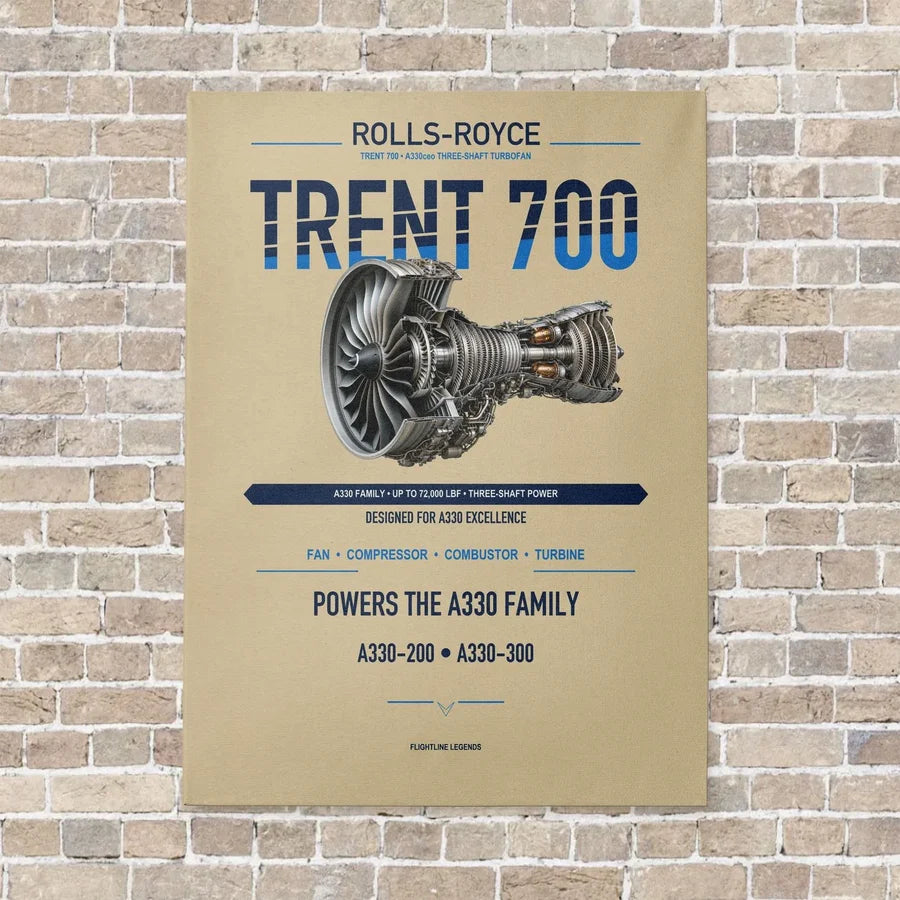 TRENT 700 vertical canvas print - no frame - beige background