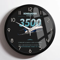 Thumbnail for Bombardier Challenger 3500 design on black framed wall clock