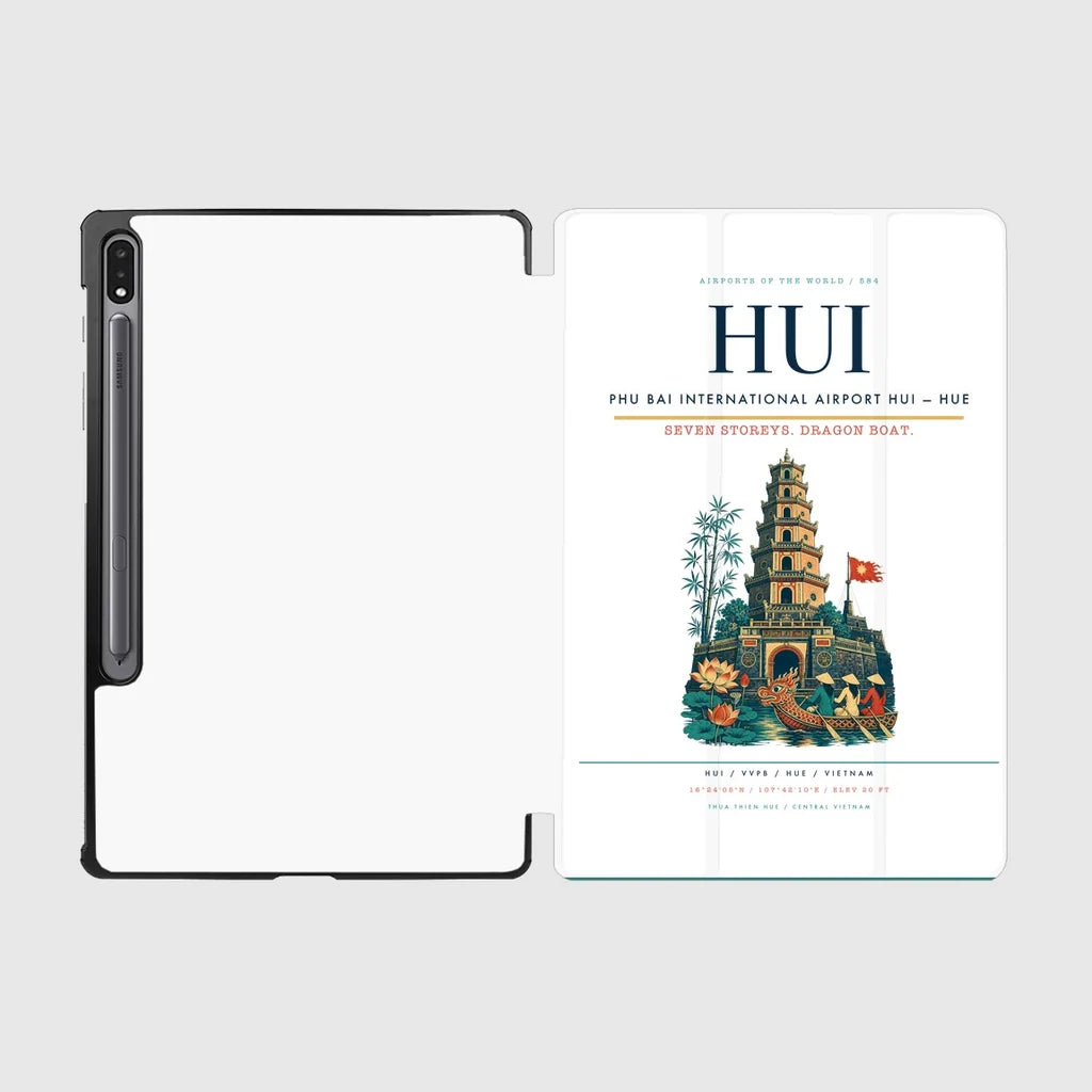 Phu Bai International Airport (HUI) design on white samsung tablet tablet case