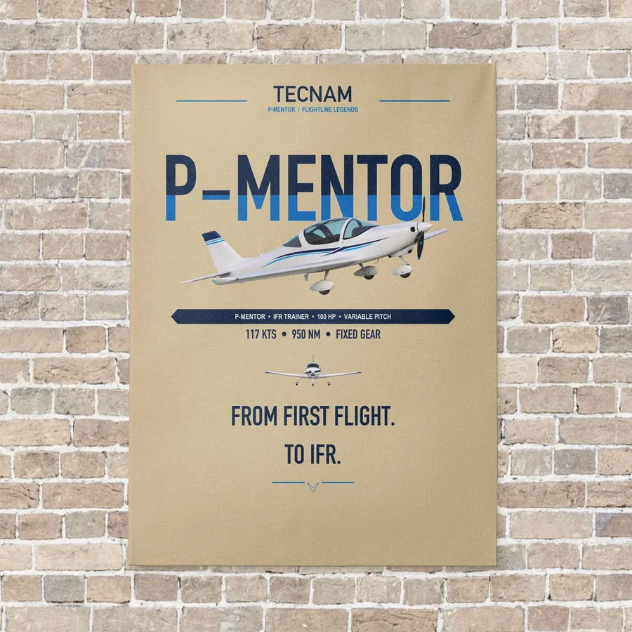 Tecnam P-Mentor vertical canvas print - no frame - beige background