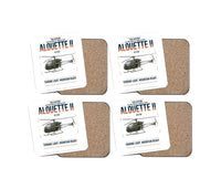 Thumbnail for Sud Aviation SE 3130 Alouette II design on white 4 pieces set coaster