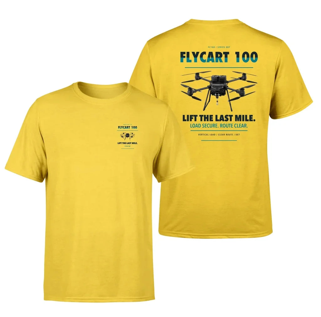 DJI FlyCart 100 design on yellow t shirt