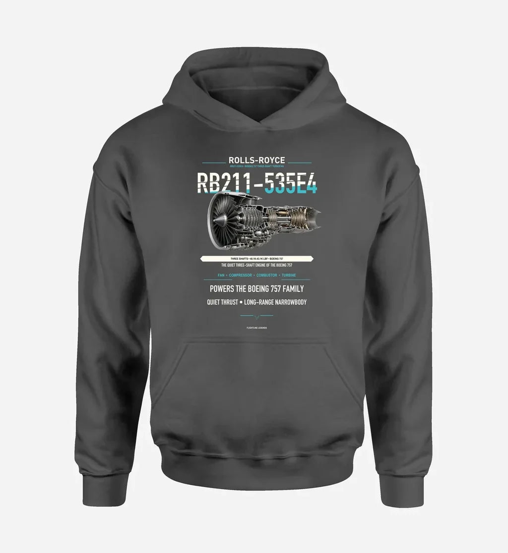 RB211-535E4 design on dark gray hoodie single side