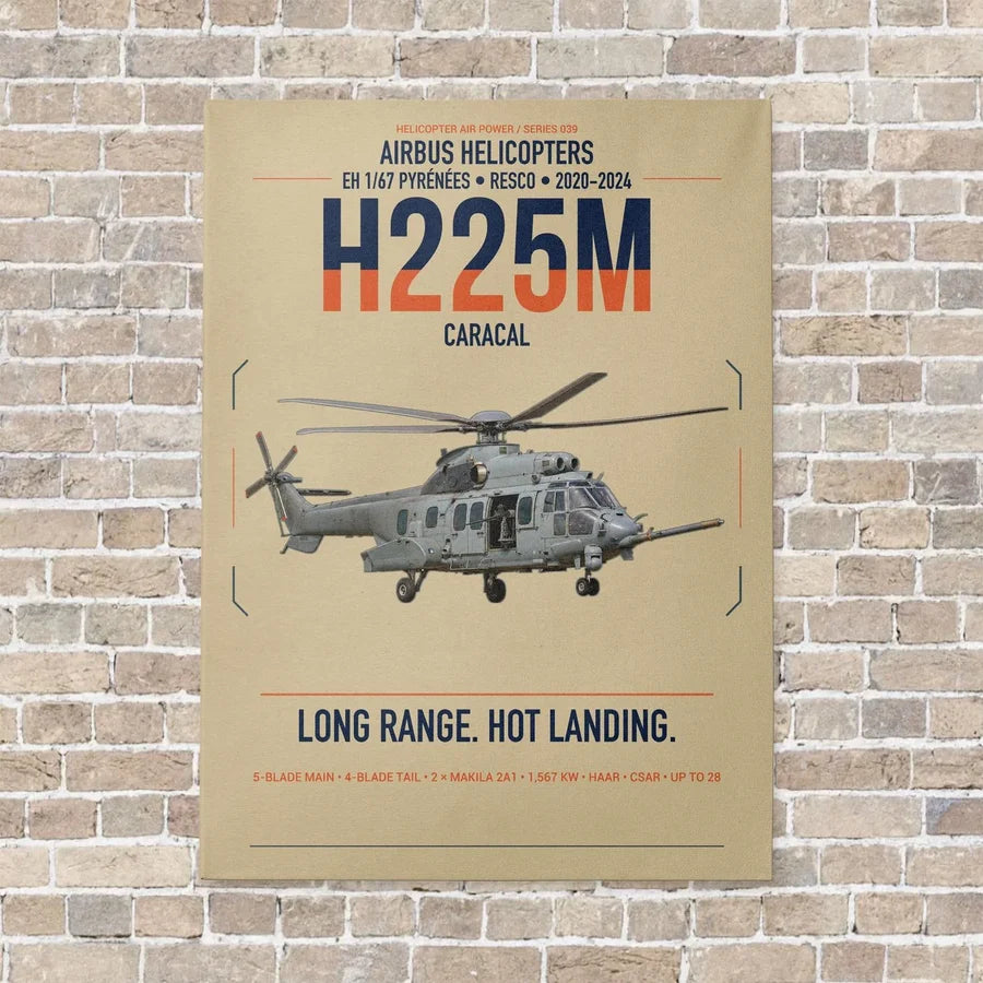 Airbus Helicopters H225M Caracal vertical canvas print - no frame - beige background