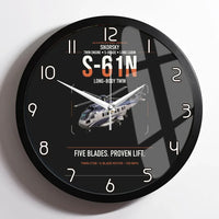 Thumbnail for Sikorsky S-61N design on black framed wall clock