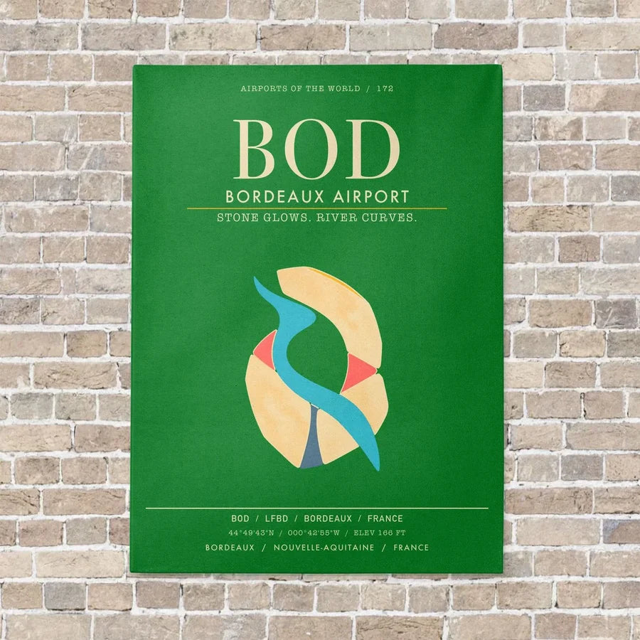 Bordeaux Airport BOD - Canvas Framed - Green