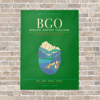 Thumbnail for Bergen Airport Flesland BGO - Canvas Framed - Green