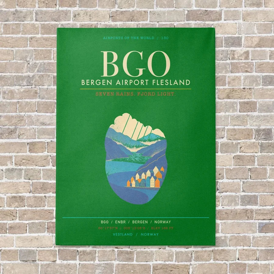 Bergen Airport Flesland BGO - Canvas Framed - Green