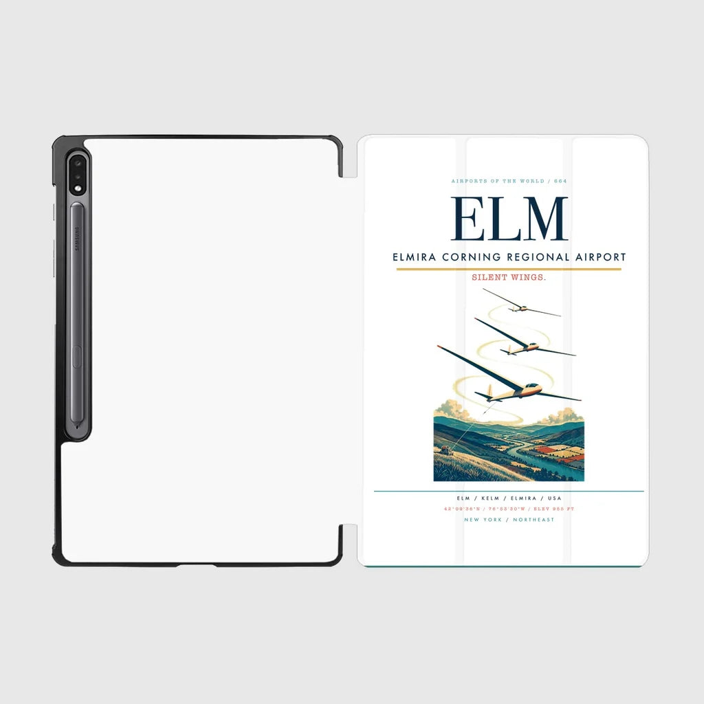 Elmira Corning Regional Airport (ELM) design on white samsung tablet tablet case