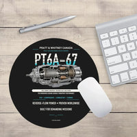 Thumbnail for PT6A-67 design on black round mouse pad