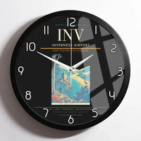 Thumbnail for Inverness Airport (INV) design on black framed wall clock