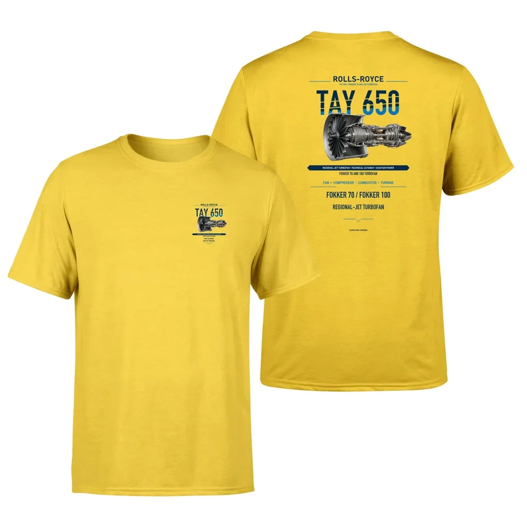 TAY 650 design on yellow t shirt