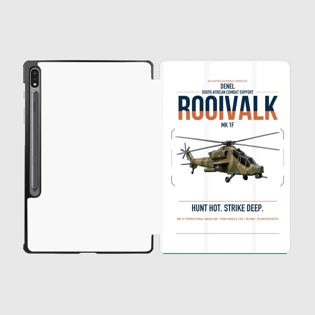 Denel Rooivalk Mk 1F design on white samsung tablet tablet case
