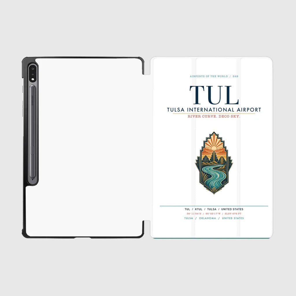 Tulsa International Airport (TUL) design on white samsung tablet tablet case