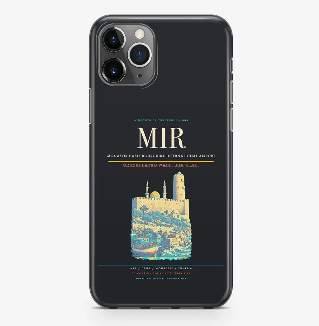 Monastir Airport (MIR) design on black iPhone 16 Pro MagSafe case