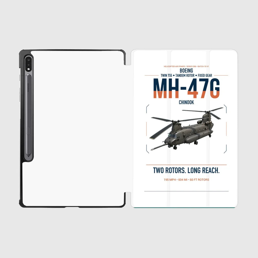 Boeing MH-47G Chinook design on white samsung tablet tablet case