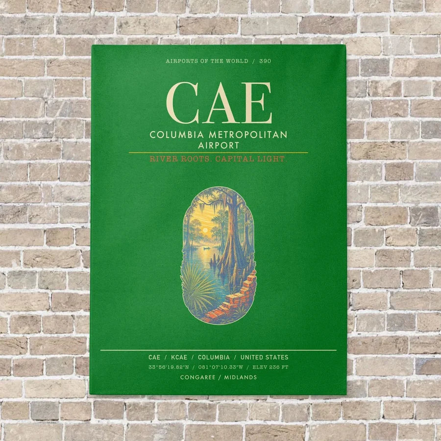 Columbia Metropolitan Airport CAE - Canvas Framed - Green