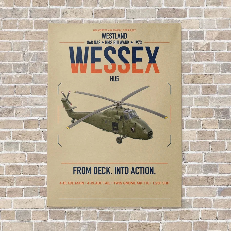 Westland Wessex HU5 vertical canvas print - no frame - beige background