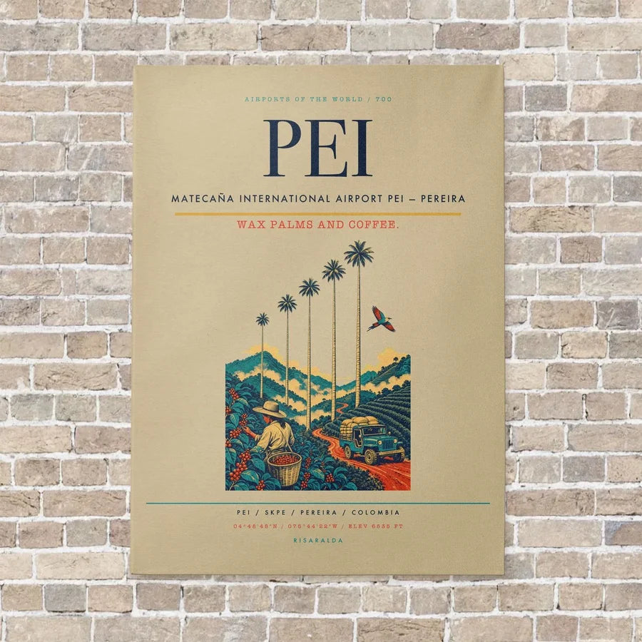 Matecaña International Airport PEI — Pereira vertical canvas print - no frame - beige background