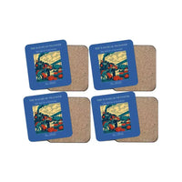 Thumbnail for The Railhead Transfer - Designed Coasters design on blue 4-pieces-set
